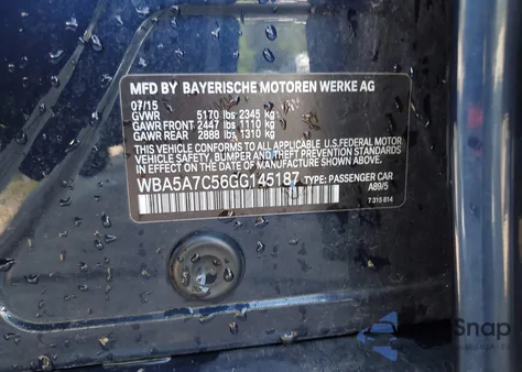 2016 BMW 528I xDrive z USA, uszkodzony, nr VIN WBA5A7C56GG145187